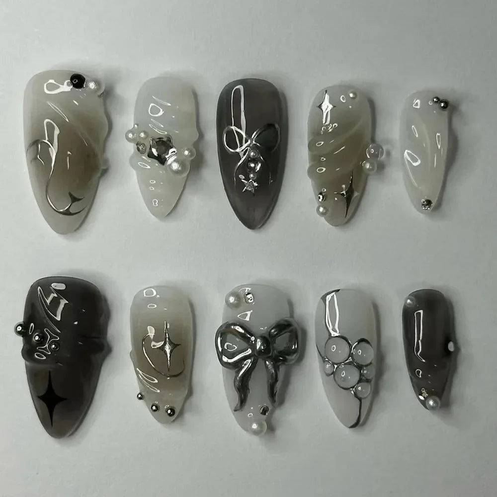 Colorful 3D Flower & Butterfly Press-On Nails
