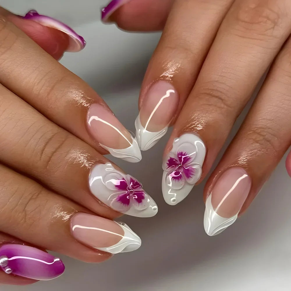 Aapon Mini Market Ltd Colorful 3D Flower & Butterfly Press-On Nails