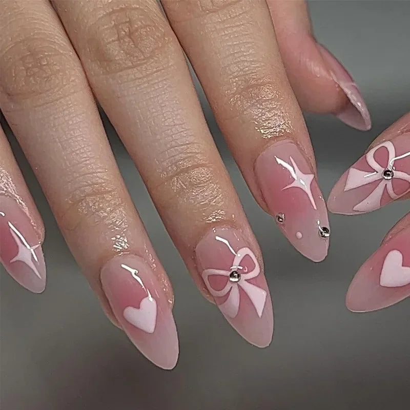 Colorful 3D Flower & Butterfly Press-On Nails