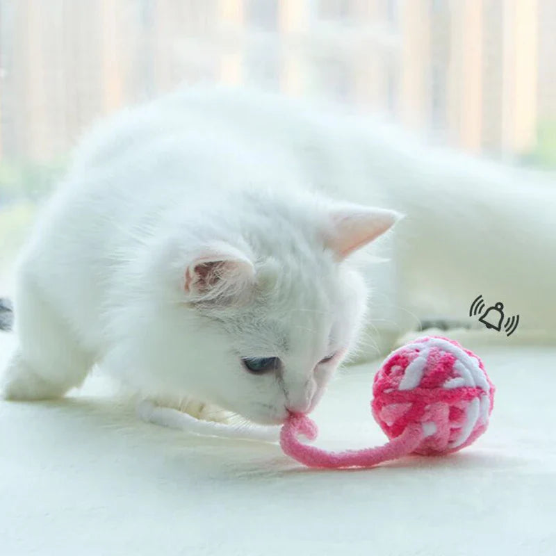 Colorful Yarn Cat Balls with Bells