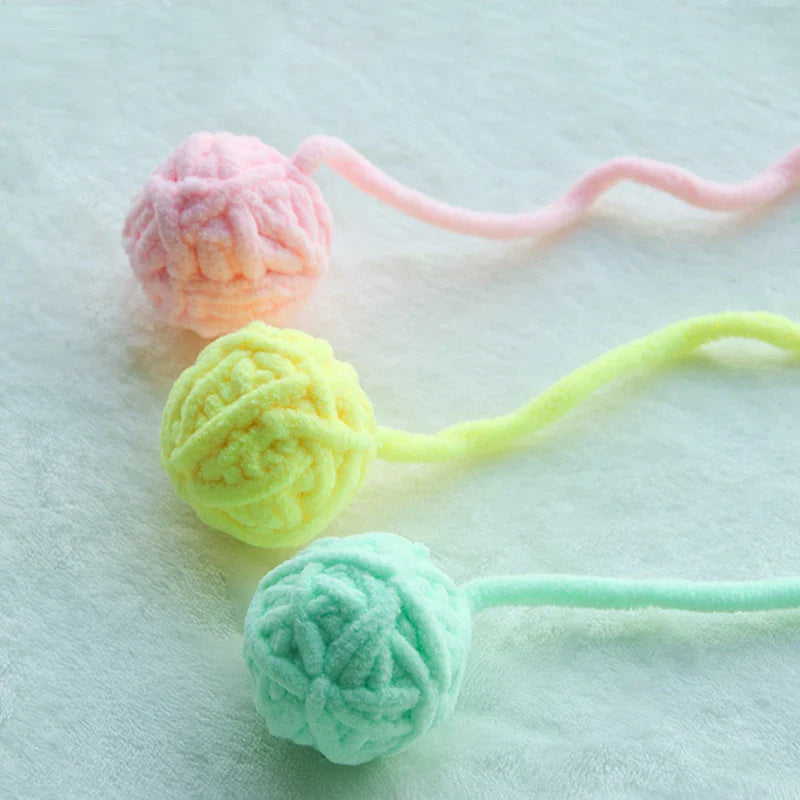 Colorful Yarn Cat Balls with Bells
