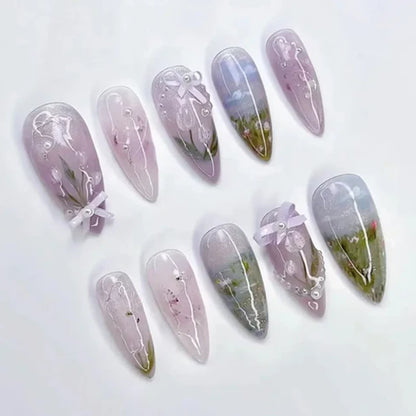 Aapon Mini Market Ltd Colorful 3D Flower & Butterfly Press-On Nails