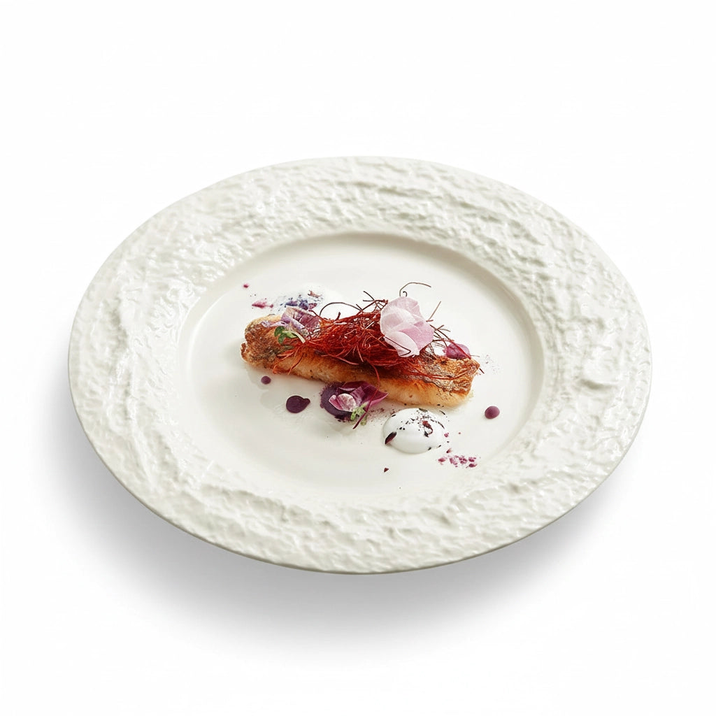 Aapon mini market -Creative Textured Ceramic Plate with Stone-Edge Design 