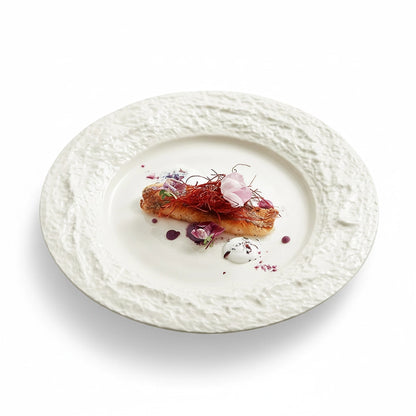Aapon mini market -Creative Textured Ceramic Plate with Stone-Edge Design 
