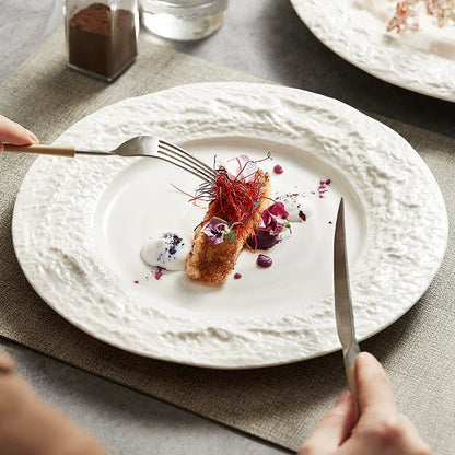 Aapon mini market -Creative Textured Ceramic Plate with Stone-Edge Design 