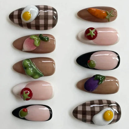 Aapon Mini Market Ltd Cute 3D Fruits Press-on Nails Set (10Pcs)