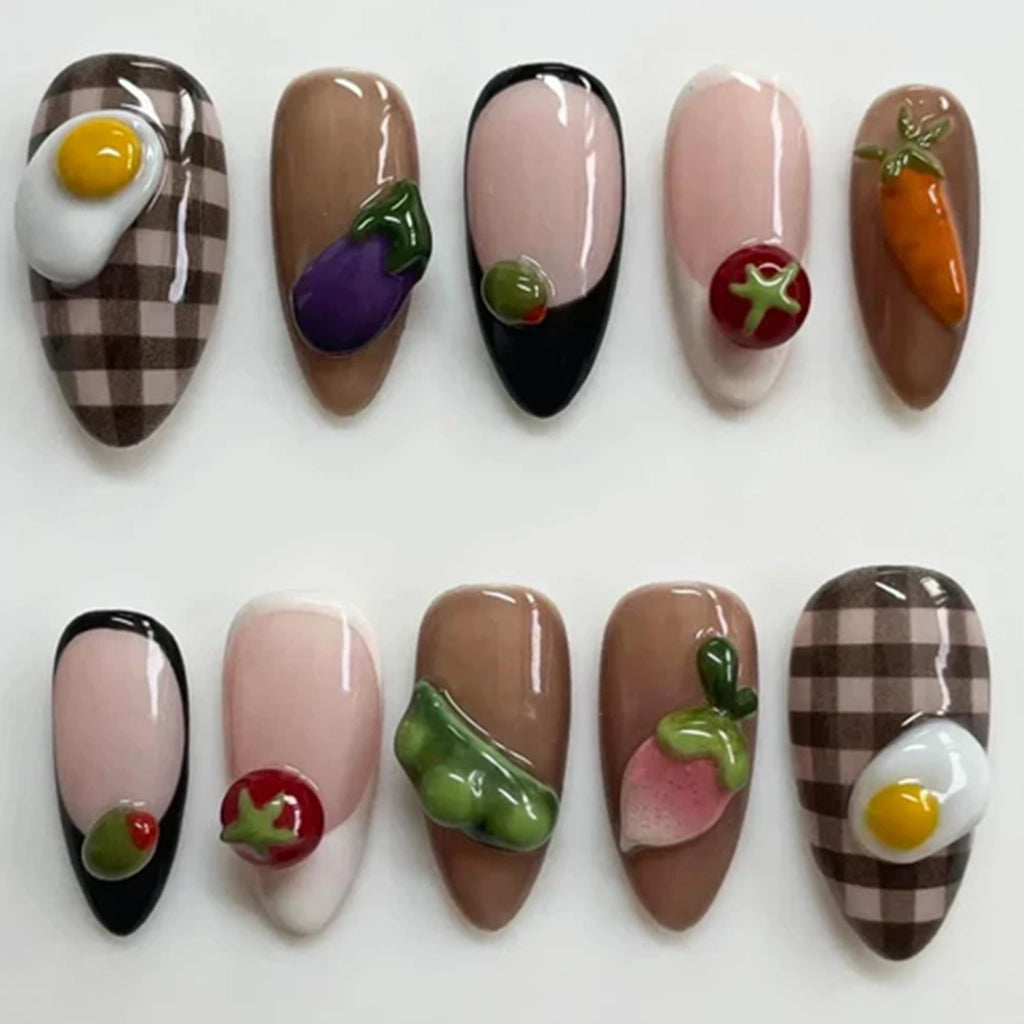 Aapon Mini Market Ltd Cute 3D Fruits Press-on Nails Set (10Pcs)