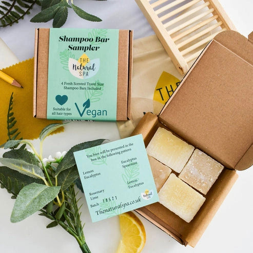 Mini Shampoo Bar Gift Set with 4 fresh samples