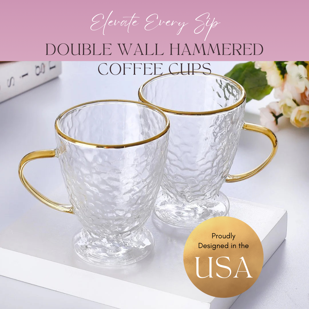 Aapon mini market -Hammered Double Wall Glass Coffee Cups
