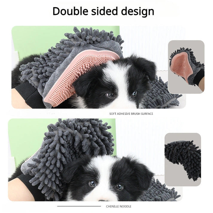 Aaponminimarket Dual-Sided Pet Bathing Brush and Grooming Glove