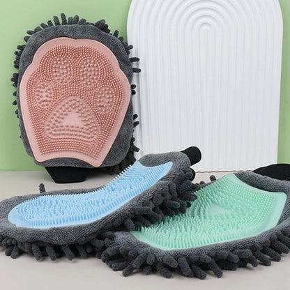 Aaponminimarket Dual-Sided Pet Bathing Brush and Grooming Glove