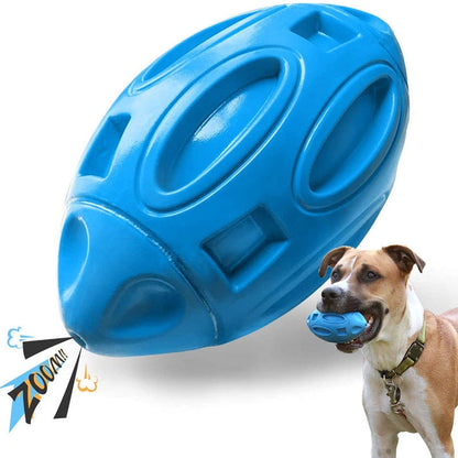 Aaponminimarket Durable Rubber Squeaky Rugby Dog Ball