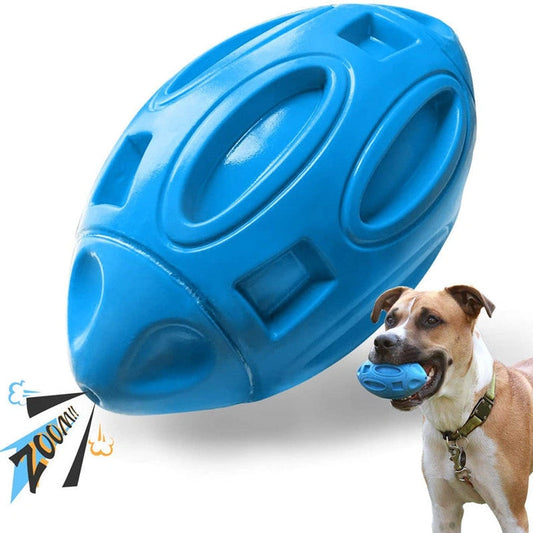 Aaponminimarket Durable Rubber Squeaky Rugby Dog Ball