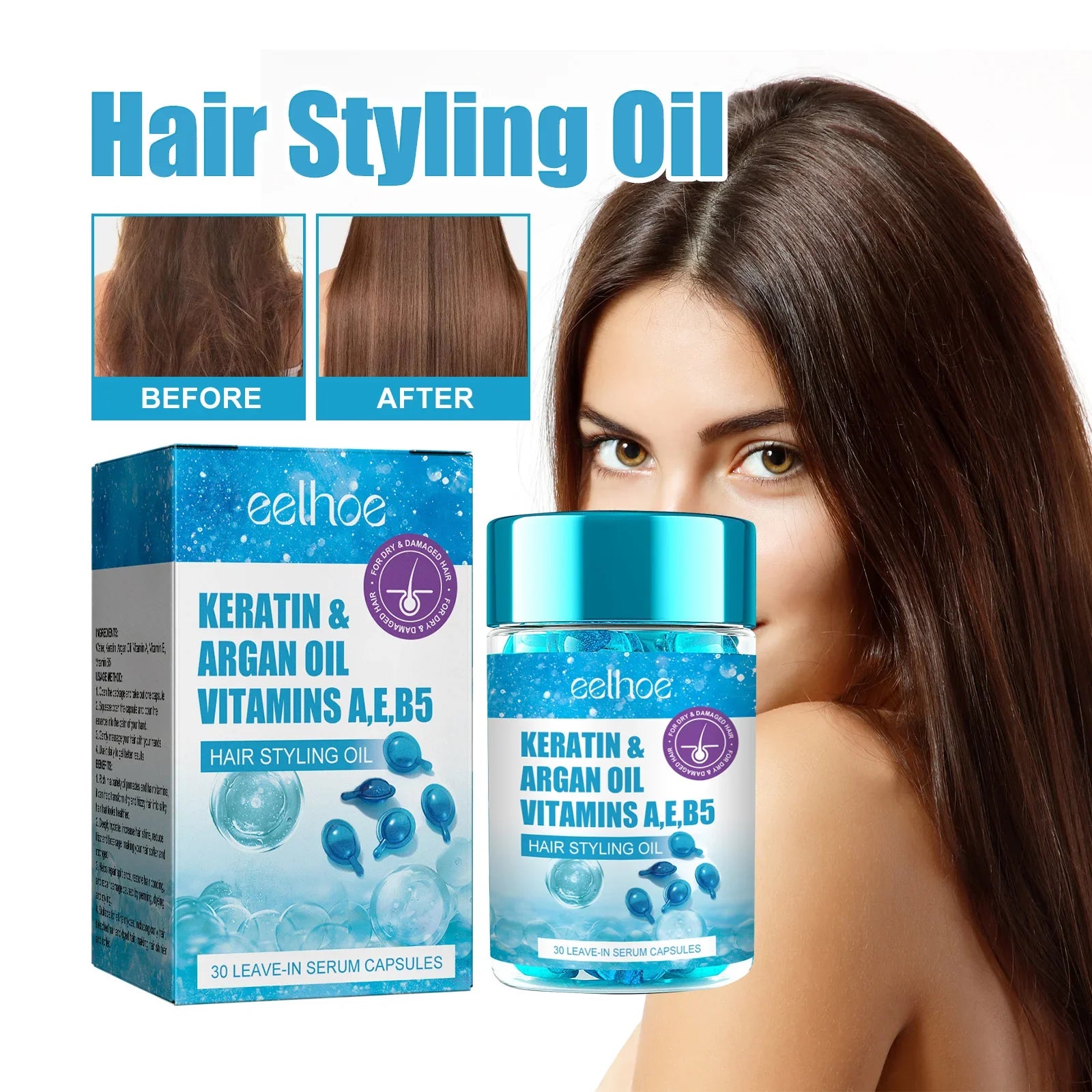 Aapon Mini Market Ltd EELHOE Hair Styling Oil - Keratin, Argan Oil & Vitamins A, E & B5