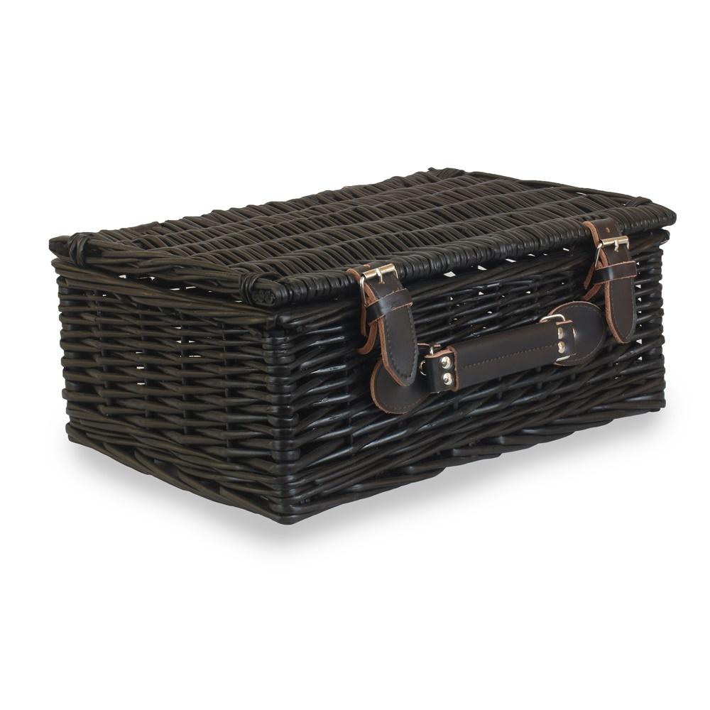 Black Painted Willow Picnic Basket