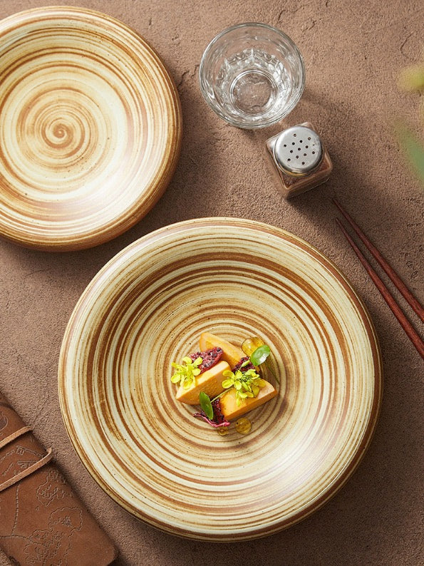 Aapon mini market -Handcrafted Spiral Stoneware Plate