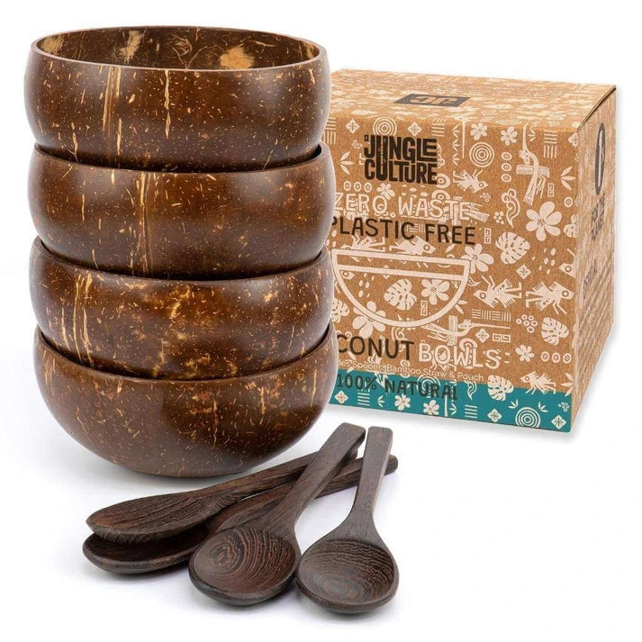 Aaponminimarket Eco-friendly Coconut Bowls & Spoons Set of 4