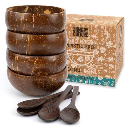 Aaponminimarket Eco-friendly Coconut Bowls & Spoons Set of 4