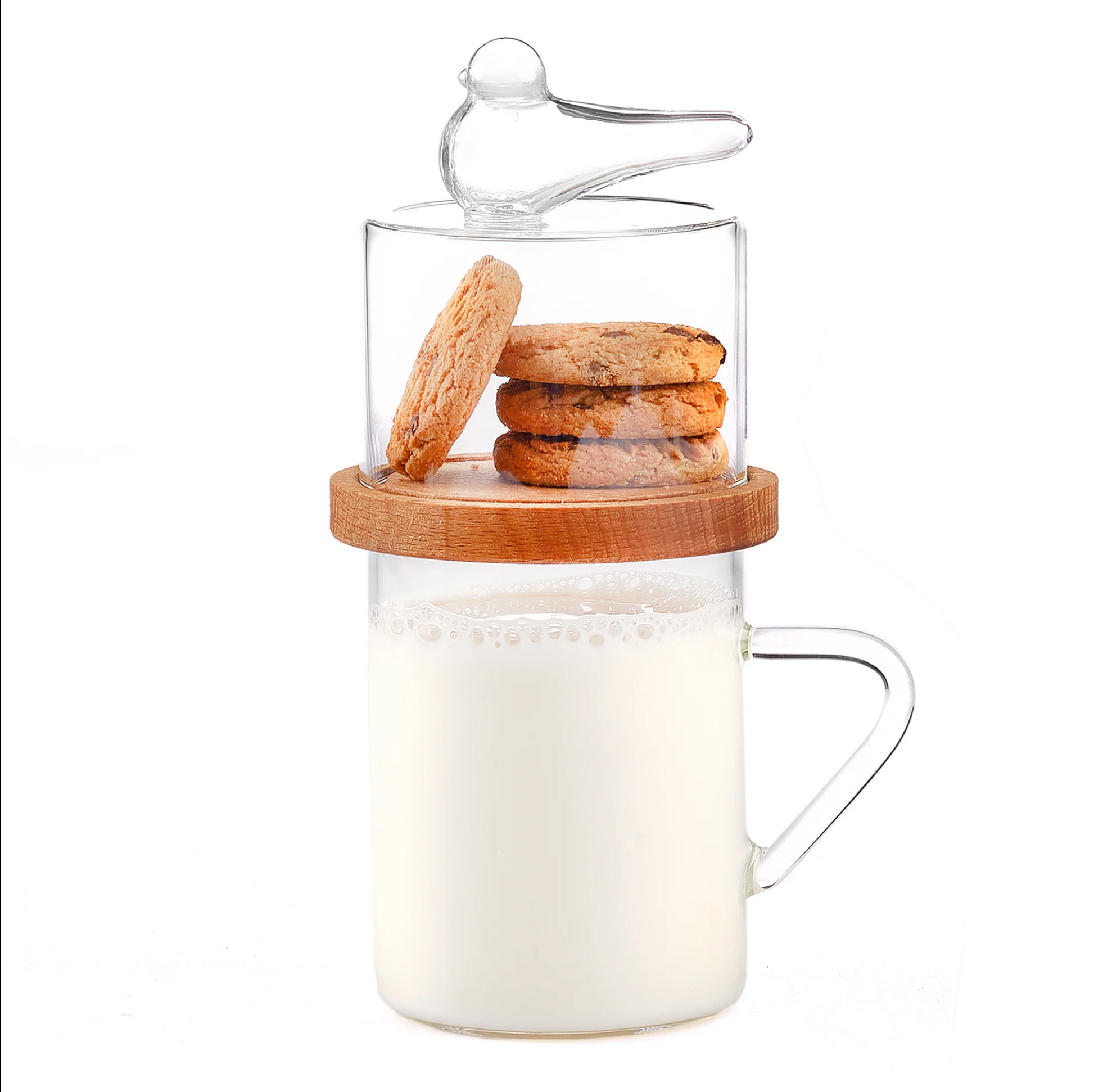 Handmade Glass Mug with Cookie Holder-0