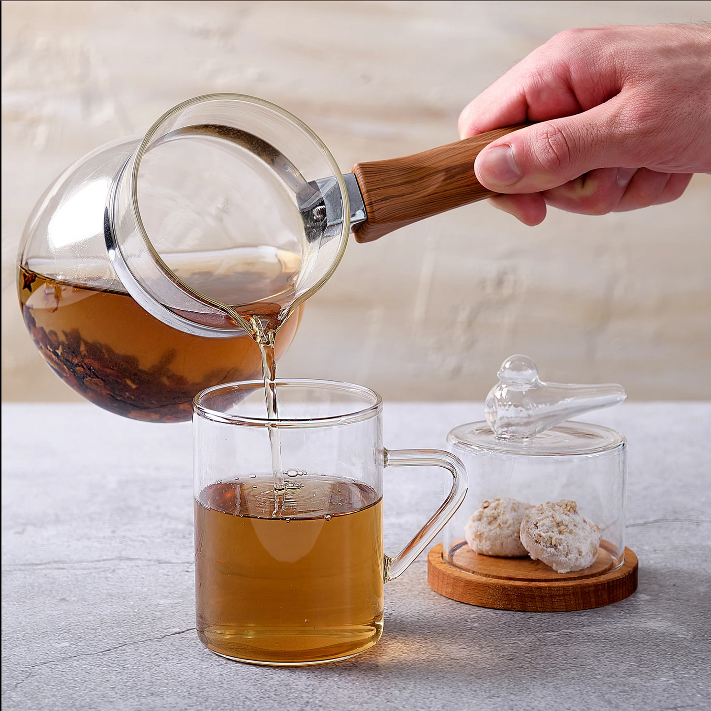 Handmade Glass Mug with Cookie Holder-4