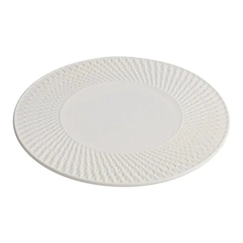 Aaponminimarket Embossed Spiral Shadow White Ceramic Plate