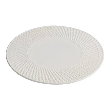 Aaponminimarket Embossed Spiral Shadow White Ceramic Plate