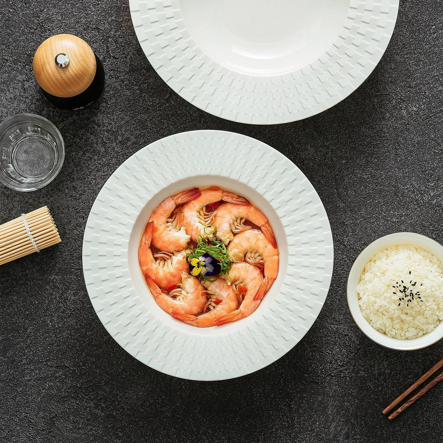 Aapon mini market - Embossed Weave-Texture Wide Soup Plate