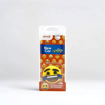 Emoji Tears of Joy vent clip car air freshener, New Car scent, in its pack