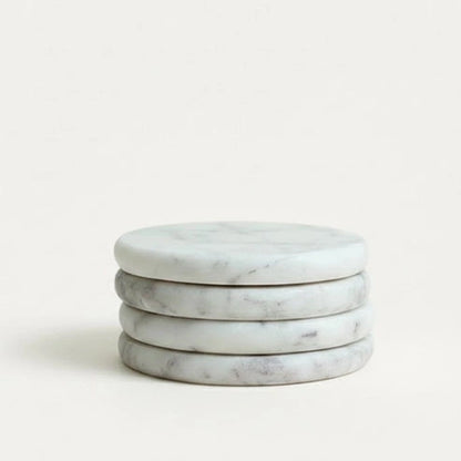 Aaponminimarket Emy Polished Round Marble Coasters Set