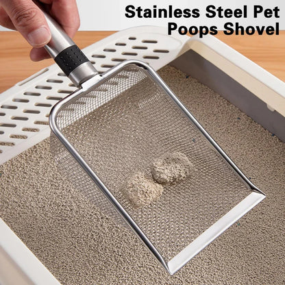 Ergonomic Stainless Steel Cat Litter Scoop