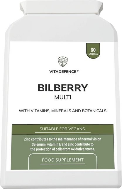 Bilberry Multi | With Pine Bark, Lutein, Zinc, Selenium & Vitamins – 60 Capsules