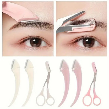 Eyebrow Trimmer Set With Razor And Scissors