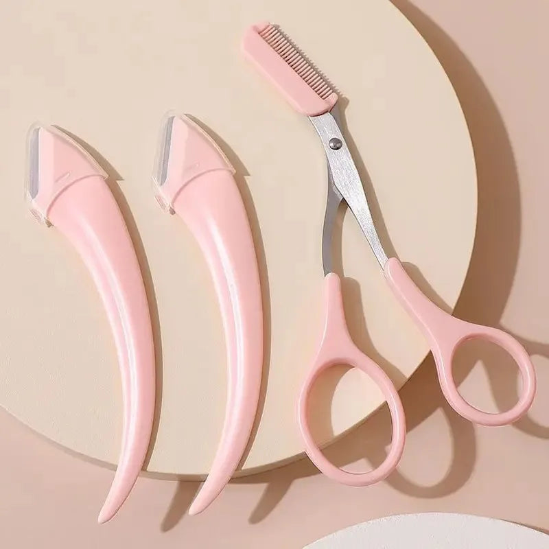 Eyebrow Trimmer Set With Razor And Scissors