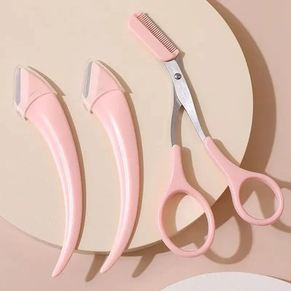 Eyebrow Trimmer Set With Razor And Scissors