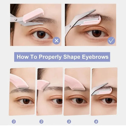 Eyebrow Trimmer Set With Razor And Scissors