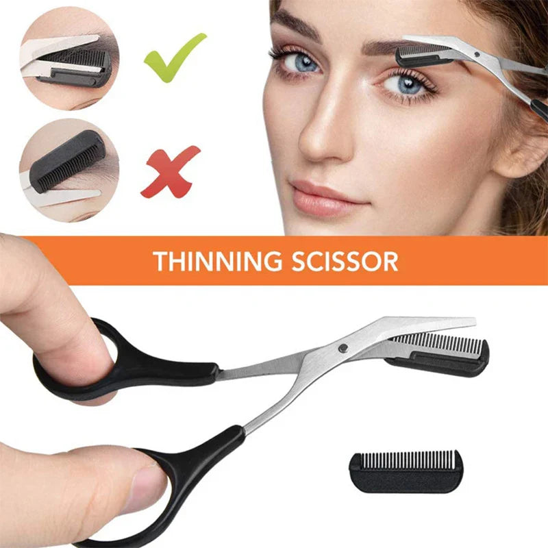 Eyebrow Trimmer Set with Scissors and Tweezers