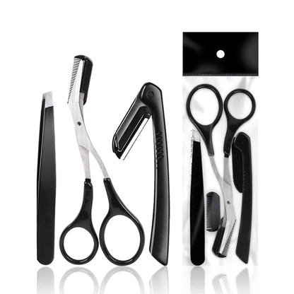 Eyebrow Trimmer Set with Scissors and Tweezers