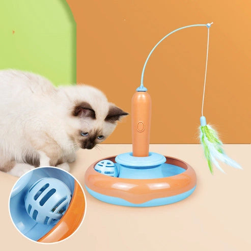 Aaponminimarket Feathered 2-In-1 Interactive Cat Toy