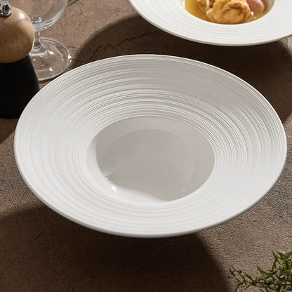 Aapon mini market -Handcrafted Ripple-Texture Wide-Rim Plate