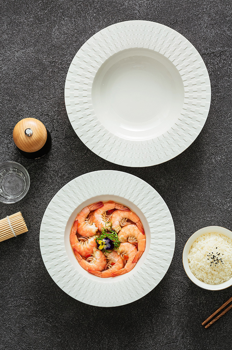 Aapon mini market - Embossed Weave-Texture Wide Soup Plate