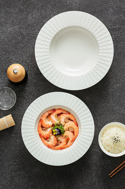 Aapon mini market - Embossed Weave-Texture Wide Soup Plate