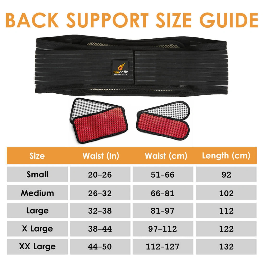 Self Heating Back Support (Choice of Sizes)