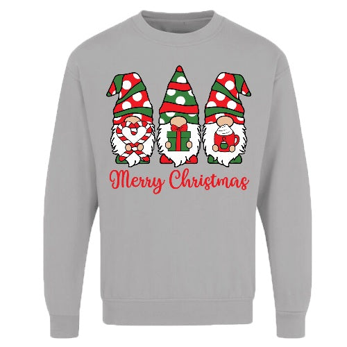 Merry Christmas gnome sweatshirt design shown on grey