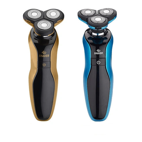 Aaponminimarket_Gold & Blue Three-Blade Electric Shaver