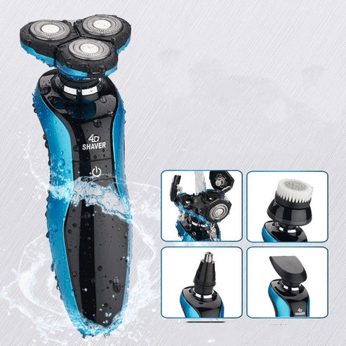 Aaponminimarket_Gold & Blue Three-Blade Electric Shaver
