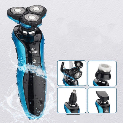 Aaponminimarket_Gold & Blue Three-Blade Electric Shaver
