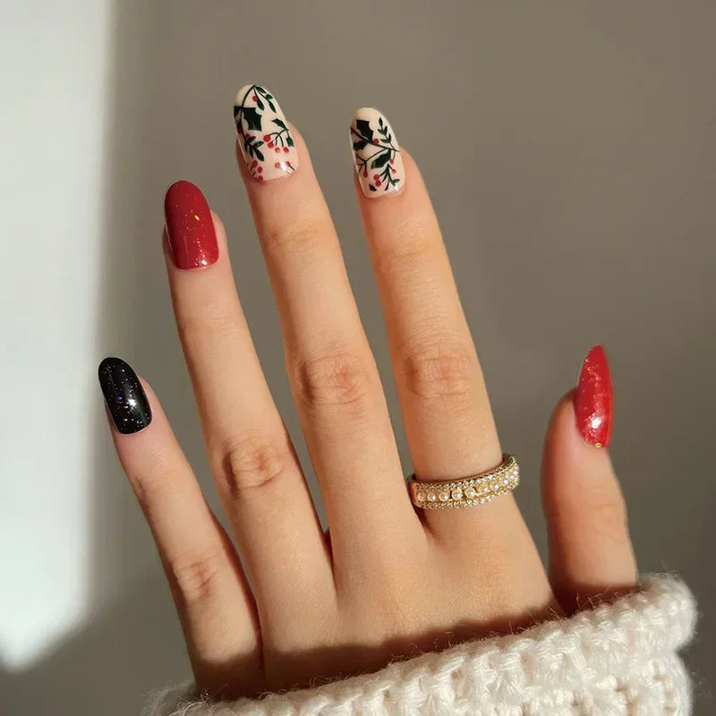 Christmas Press-On Nails – 24-Piece Sets, 60+ Designs