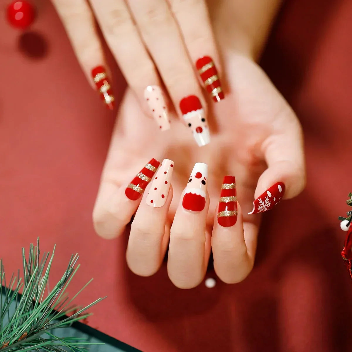 Christmas Press-On Nails – 24-Piece Sets, 60+ Designs