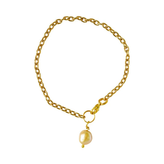 Aaponminimarket Gold freshwater pearl adjustable bracelet or anklet on gold plated chain | by Ifemi Jewels