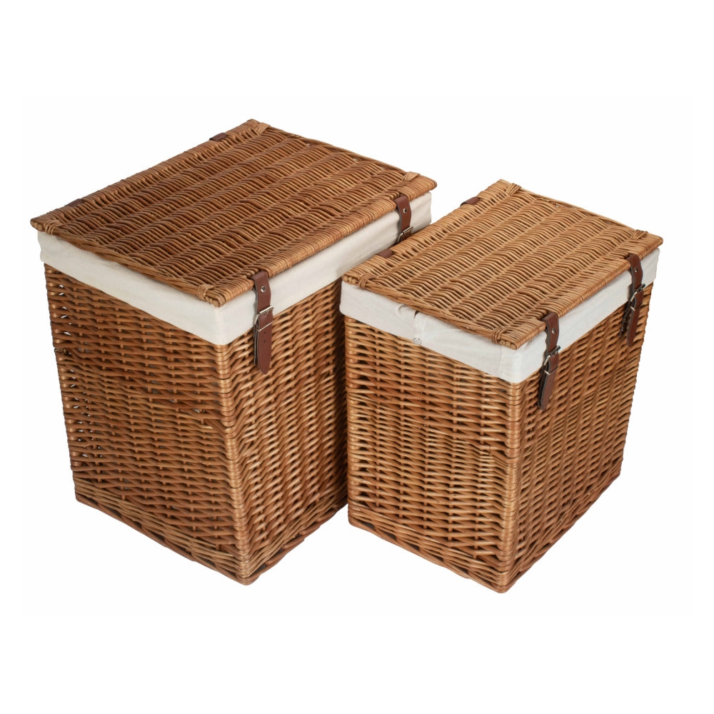 Aapon Mini Market Boutique Double Steamed Wicker Laundry Basket With Lining
